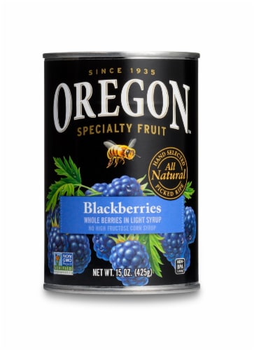 Oregon™ Fruit Blackberries in Light Syrup Perspective: front