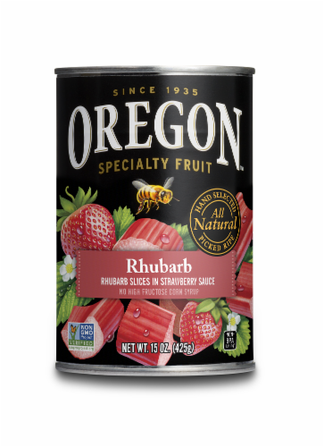 Oregon Fruit Products Rhubarb in Strawberry Sauce Perspective: front