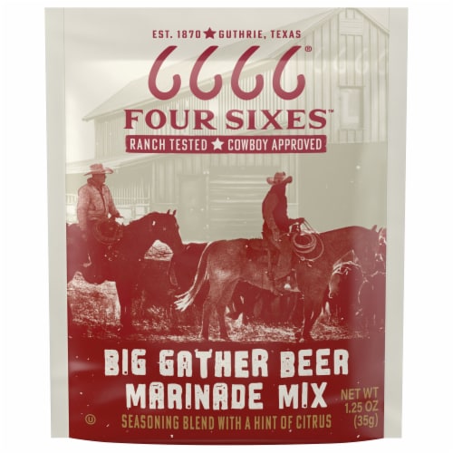 Four Sixes™ Ranch Tested Cowboy Approved Big Gather Beer Marinade Mix Seasoning Blend With Citrus Perspective: front