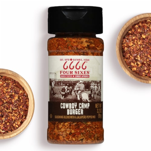 6666 4 Sixes Cowboy Camp All-Purpose Burger Seasoning Blend Perspective: front