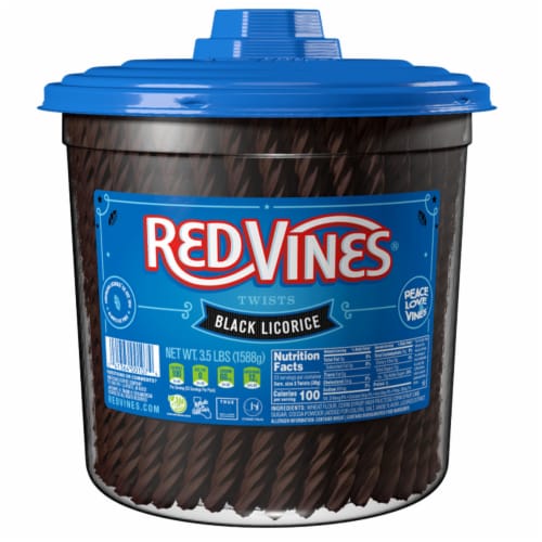 Red Vines Black Licorice Bulk Jar Candy Twists Perspective: front