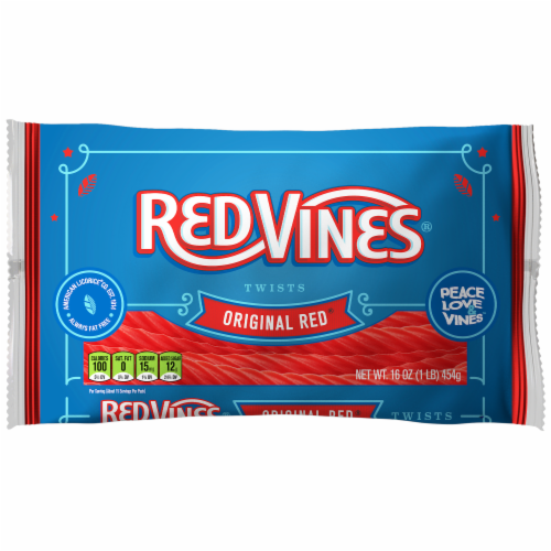 Red Vines Original Red Licorice Candy Twists Perspective: front