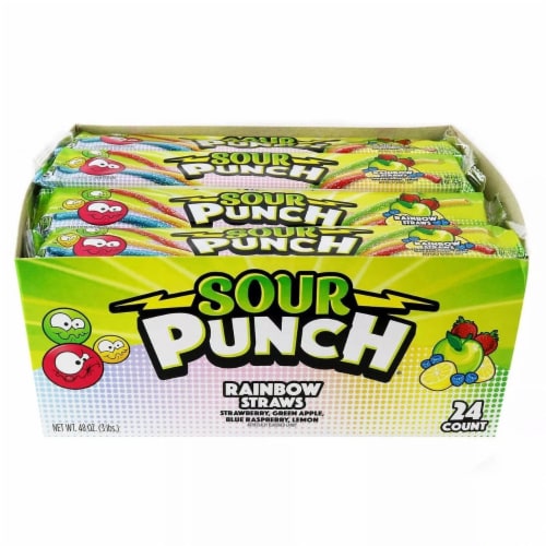 Sour Punch Rainbow Straws, 2 Ounce (24 Count) Perspective: front