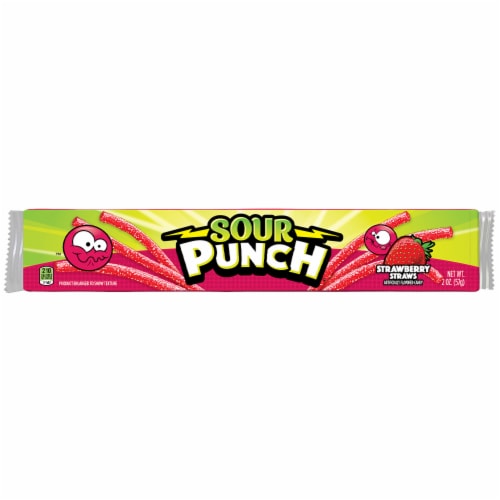 Sour Punch Fruit Flavored Strawberry Candy Straws Perspective: front