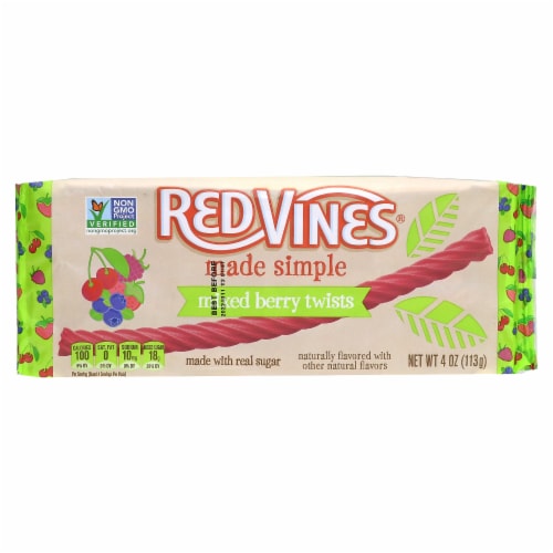 Red Vines Made Simple Non-GMO Mixed Berry Licorice Candy Twists Perspective: front