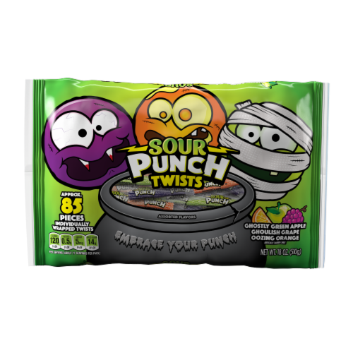 Sour Punch Individually Wrapped Twists Halloween Candy Perspective: front