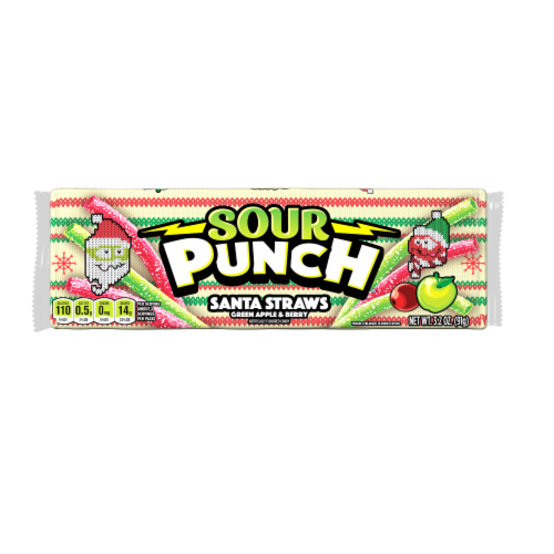 Sour Punch® Santa Straws Holiday Candy Tray Perspective: front