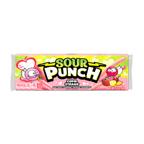 Sour Punch Valentines Cupid Straws Perspective: front