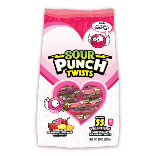 Sour Punch® Twists Assorted Valentines Candy Gusseted Bag Perspective: front