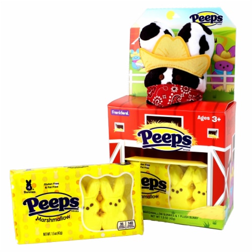 PEEPS® Bunny Farm House Plush Gift Set Perspective: front