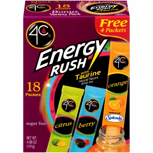 4C Energy Rush with Taurine Drink Mix Perspective: front