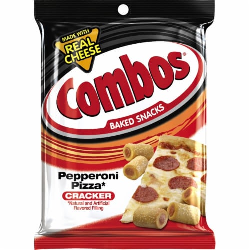 Combos Baked Snacks Pepperoni Pizza Cracker Perspective: front