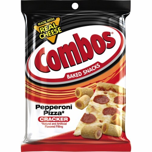 Combos Baked Snacks Pepperoni Pizza Cracker Perspective: front