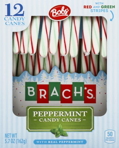 Bob's Brach's Peppermint Red & Green Stripes Candy Canes Perspective: front