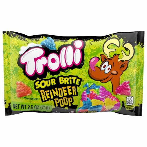 Trolli Sour Bite Reindeer Poop Sour Gummi Candy Perspective: front