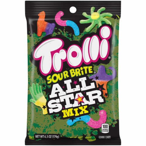 Trolli Sour Brite All Star Mix Gummy Candy Perspective: front