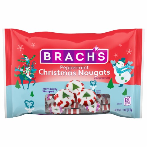 Brach's® Peppermint Christmas Nougats Holiday Candy Bag Perspective: front