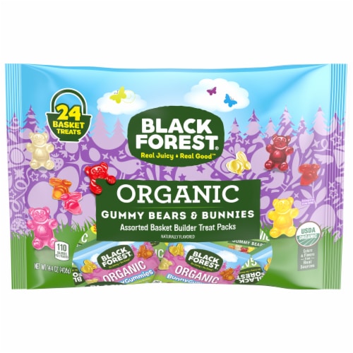 Black Forest® Organic Gummy Bears & Bunnies Assorted Basket Builder Treat Packs Perspective: front