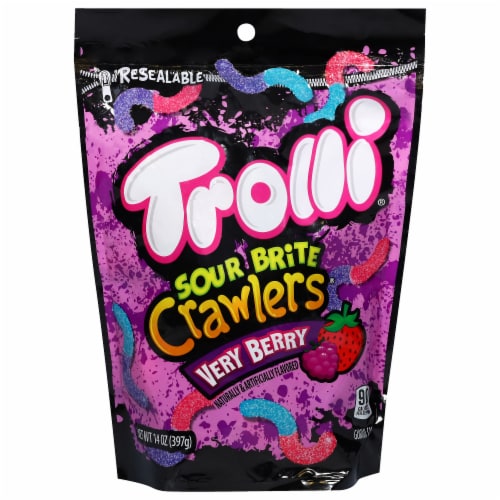 Trolli® Sour Brite Crawlers® Very Berry Candy Bag Perspective: front