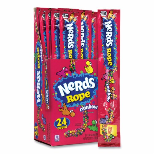 Nerds Rainbow Rope Candy, 24 count of 1.65oz ropes Perspective: front