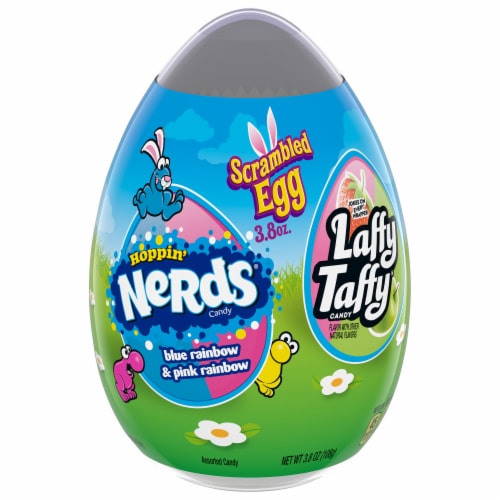 Brock's Scrambled Egg Seasonal Nerds & Laffy Taffy Variety Easter Candy Egg Perspective: front