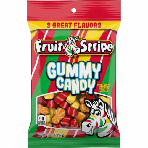 Fruit Stripe 6038558 3.25 oz Lemon, Cherry & Tangerine Gummy Candy - Pack of 12 Perspective: front