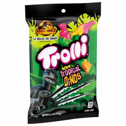 Trolli Sour Tropical Dinos Gummy Candy Perspective: front
