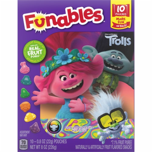 Funables - Funables, Fruit Flavored Snacks, Trolls (10 count