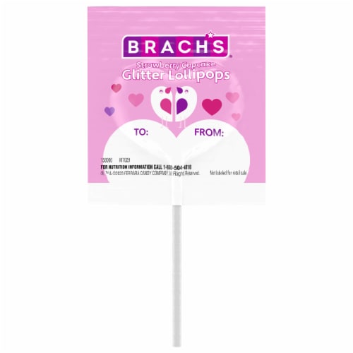 Brach's® Strawberry Cupcake Glitter Candy Lollipops Perspective: front