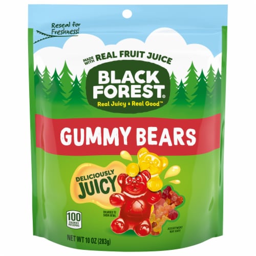 Black Forest Gummy Fruit Flavor Bears Resealable Bag Perspective: front