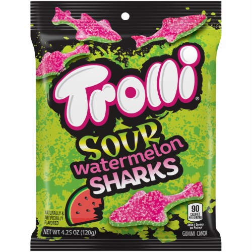 Trolli Sour Watermelon Sharks Chewy Candy Perspective: front