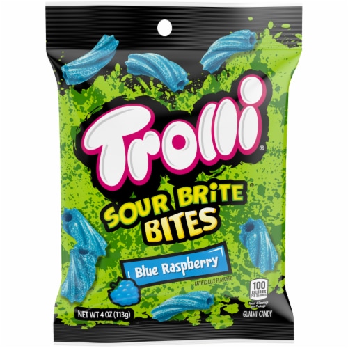 Trolli Sour Brite Bites Blue Raspberry Candy Perspective: front