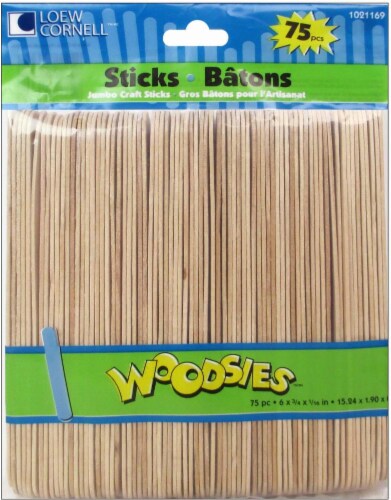 Loew-Cornell Woodsies Jumbo Craft Sticks - 75 Count - Natural Perspective: front