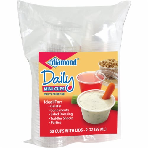 Diamond 2 Oz. Clear Plastic Cups with Lid (50-Pack) 4142680001 Pack of 8 Perspective: front