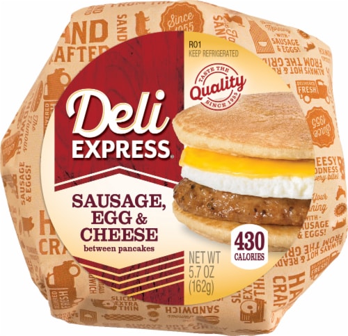 Deli Express Sausage Egg & Cheese Pancake Sandwich Perspective: front
