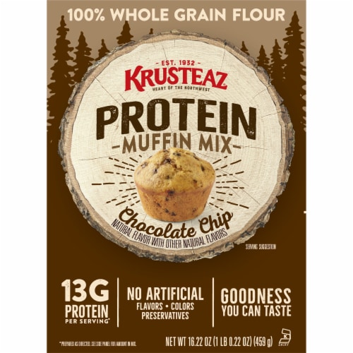 Krusteaz Protein Chocolate Chip Muffin Mix Perspective: front
