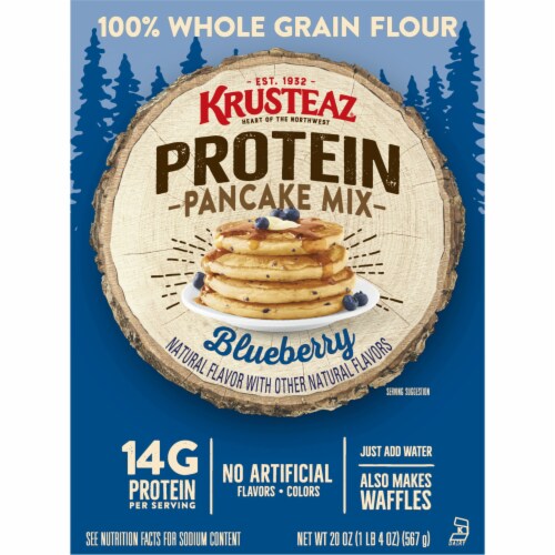 Krusteaz® Blueberry Protein Pancake Mix Perspective: front