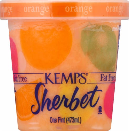 Kemps Fat Free Orange Sherbet Pint Perspective: front