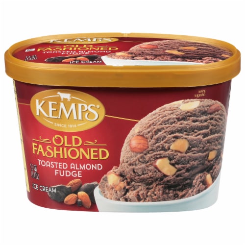 Kemps® Old Fashioned Toasted Almond Fudge Ice Cream Tub Perspective: front