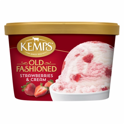Kemps Old Fashioned Strawberry & Crème Ice Cream Tub Perspective: front