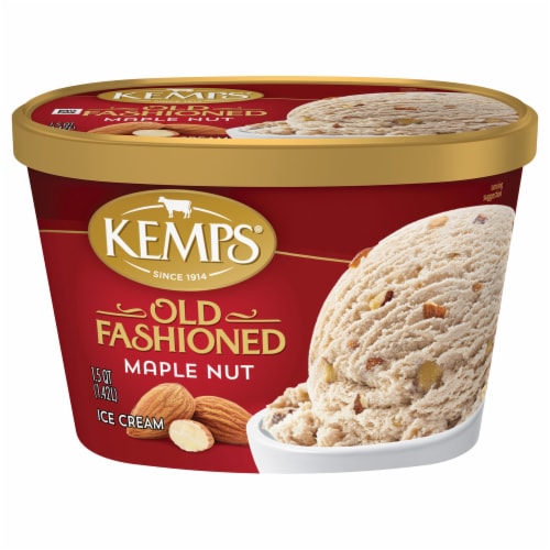 Kemps Old Fashioned Maple Nut Ice Cream Tub Perspective: front