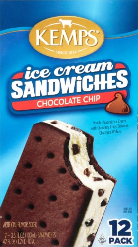 Kemps Chocolate Chip Ice Cream Sandwiches Perspective: front