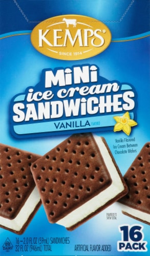 Kemps Vanilla Mini Ice Cream Sandwiches Perspective: front