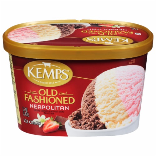 Kemps Old Fashioned Neapolitan Ice Cream Tub Perspective: front