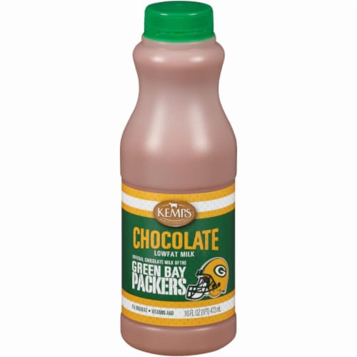 Kemps Green Bay Packers Low-fat Chocolate Milk Perspective: front