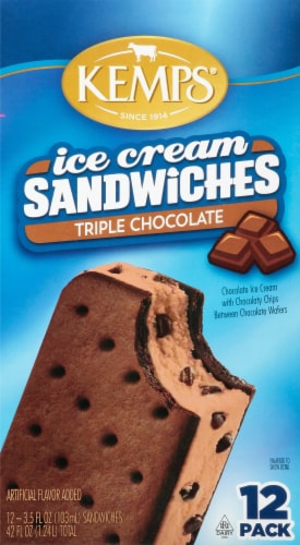 Kemps Triple Chocolate Ice Cream Sandwiches Perspective: front