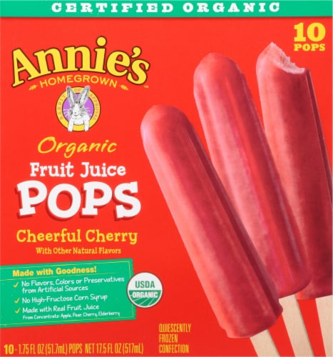 Annie's Organic Cheerful Cherry Fruit Juice Pops Perspective: front