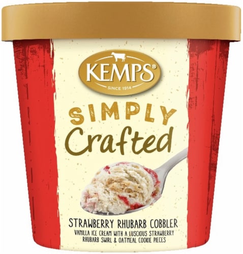 Kemps Simply Crafted Strawberry Rhubarb Cobbler Ice Cream Pint, 16 oz -  Kroger