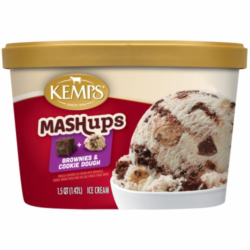 Kemps MashUps Brownies & Cookie Dough Ice Cream Perspective: front