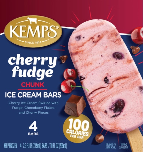 Kemps® Cherry Fudge Chunk Ice Cream Bars Perspective: front